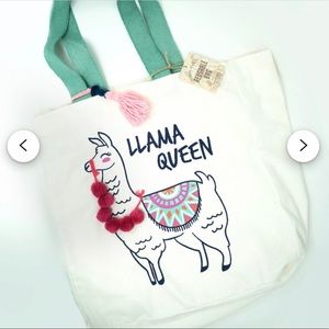 Llama Queen canvas reusable tote